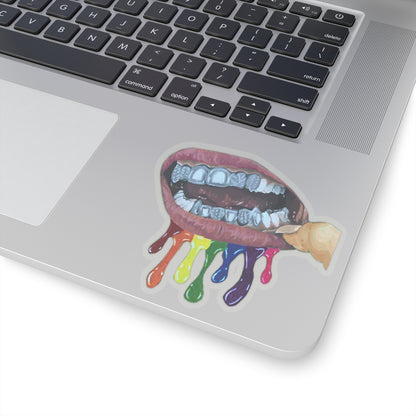 Rainbow Drip Grillz Stickers