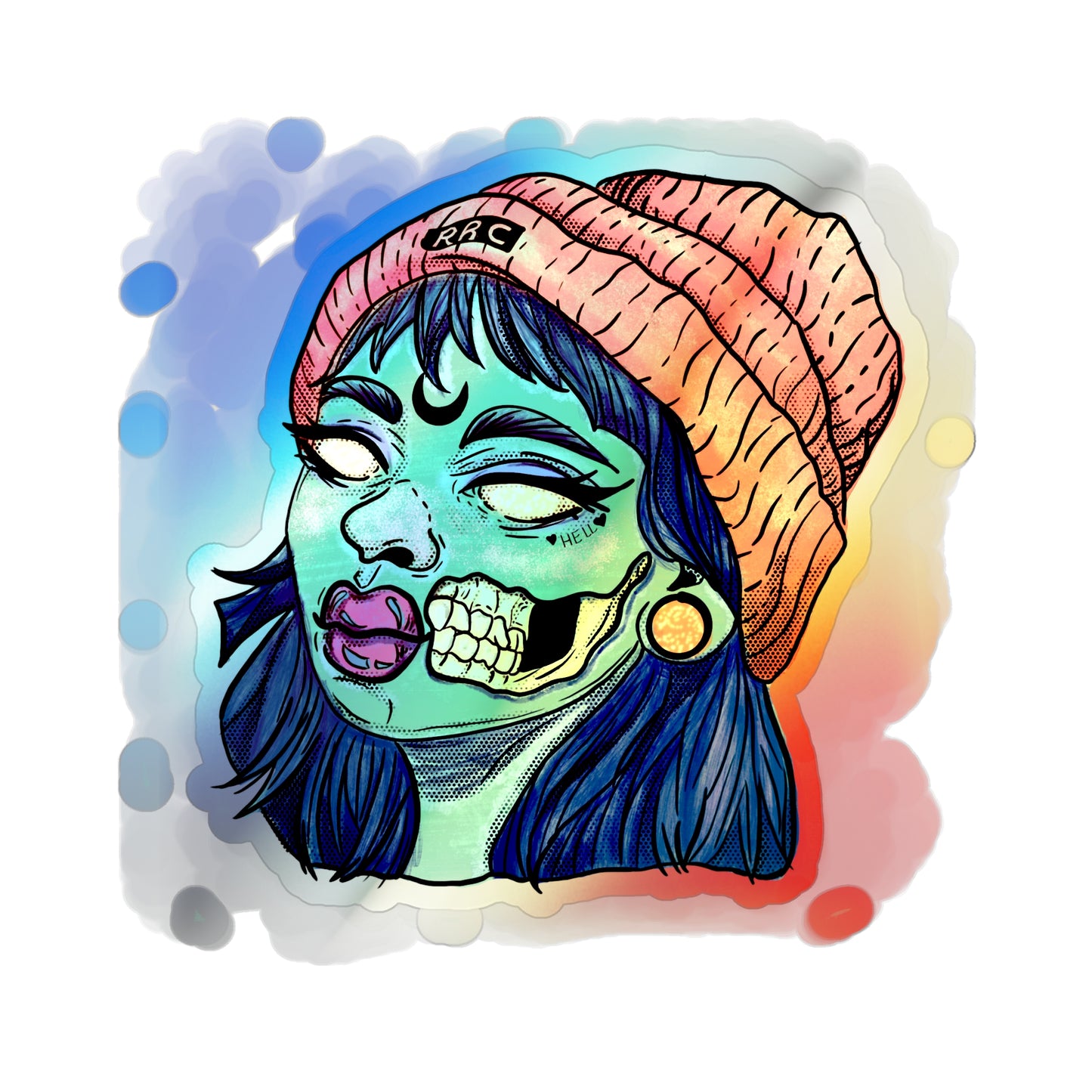 Zombie Babe Holographic Die-cut Stickers