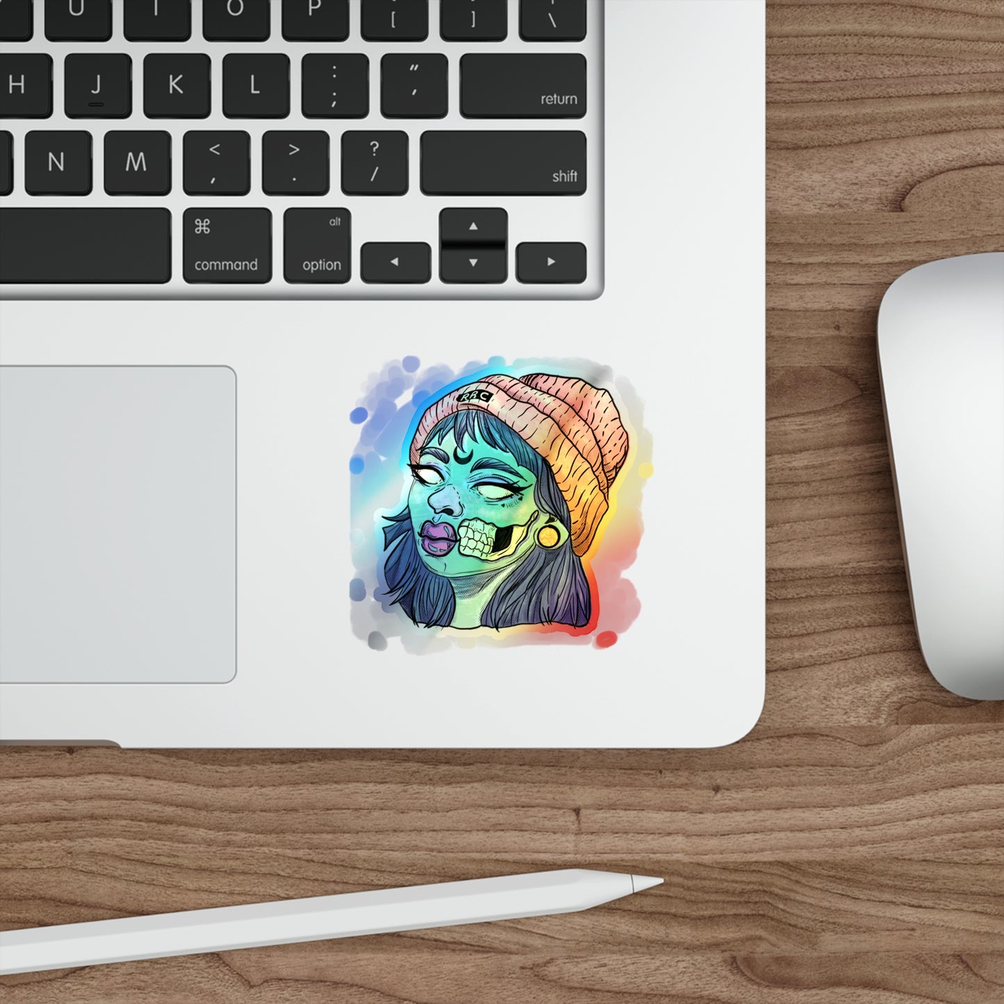 Zombie Babe Holographic Die-cut Stickers