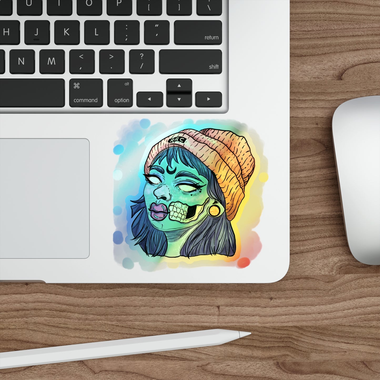 Zombie Babe Holographic Die-cut Stickers