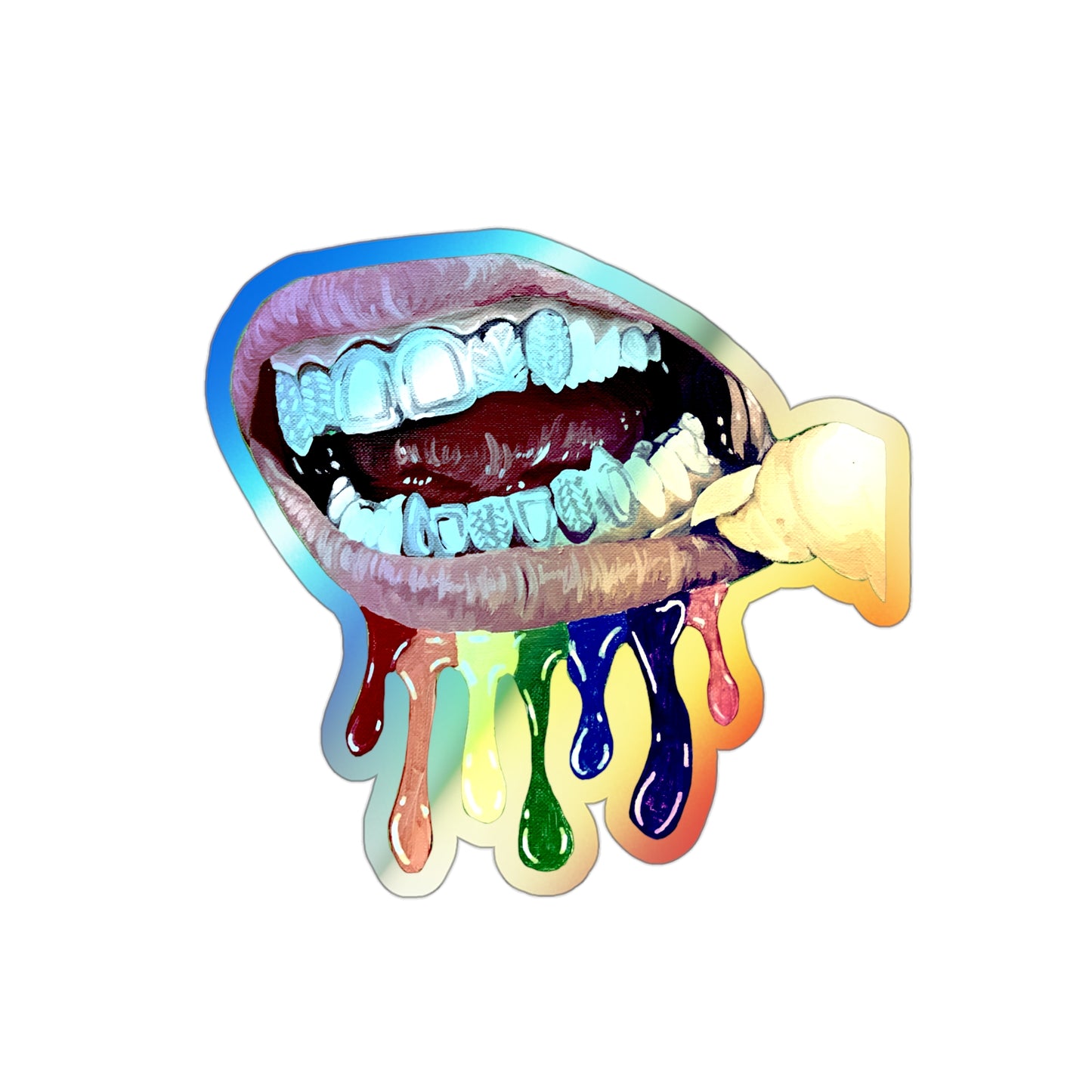 "Grillz" Holographic Die-cut Stickers