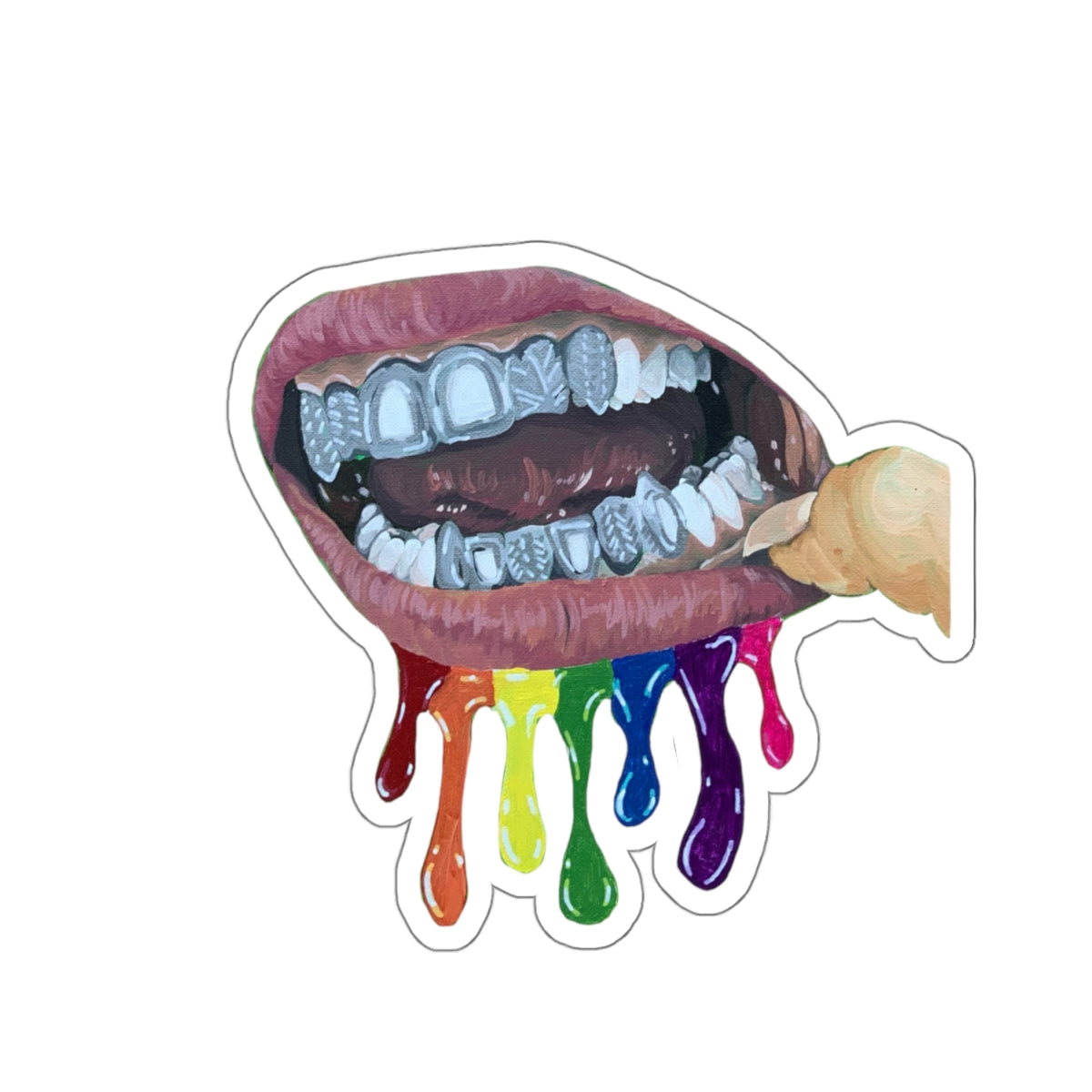 Rainbow Drip Grillz Stickers