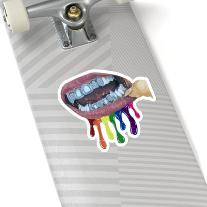 Rainbow Drip Grillz Stickers