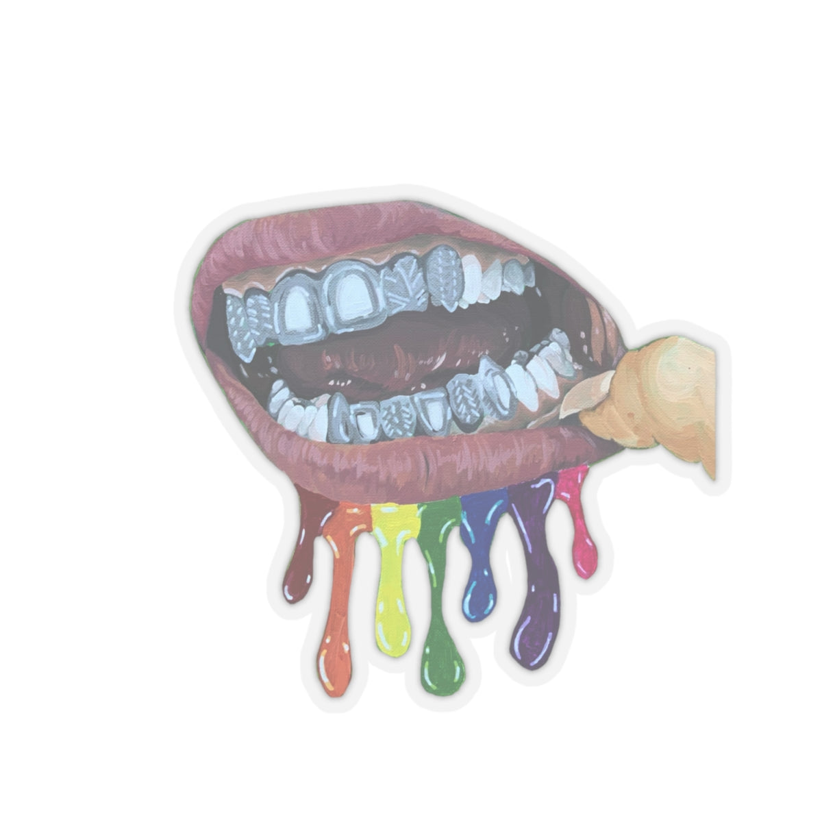 Rainbow Drip Grillz Stickers