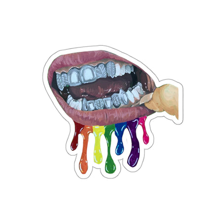 Rainbow Drip Grillz Stickers